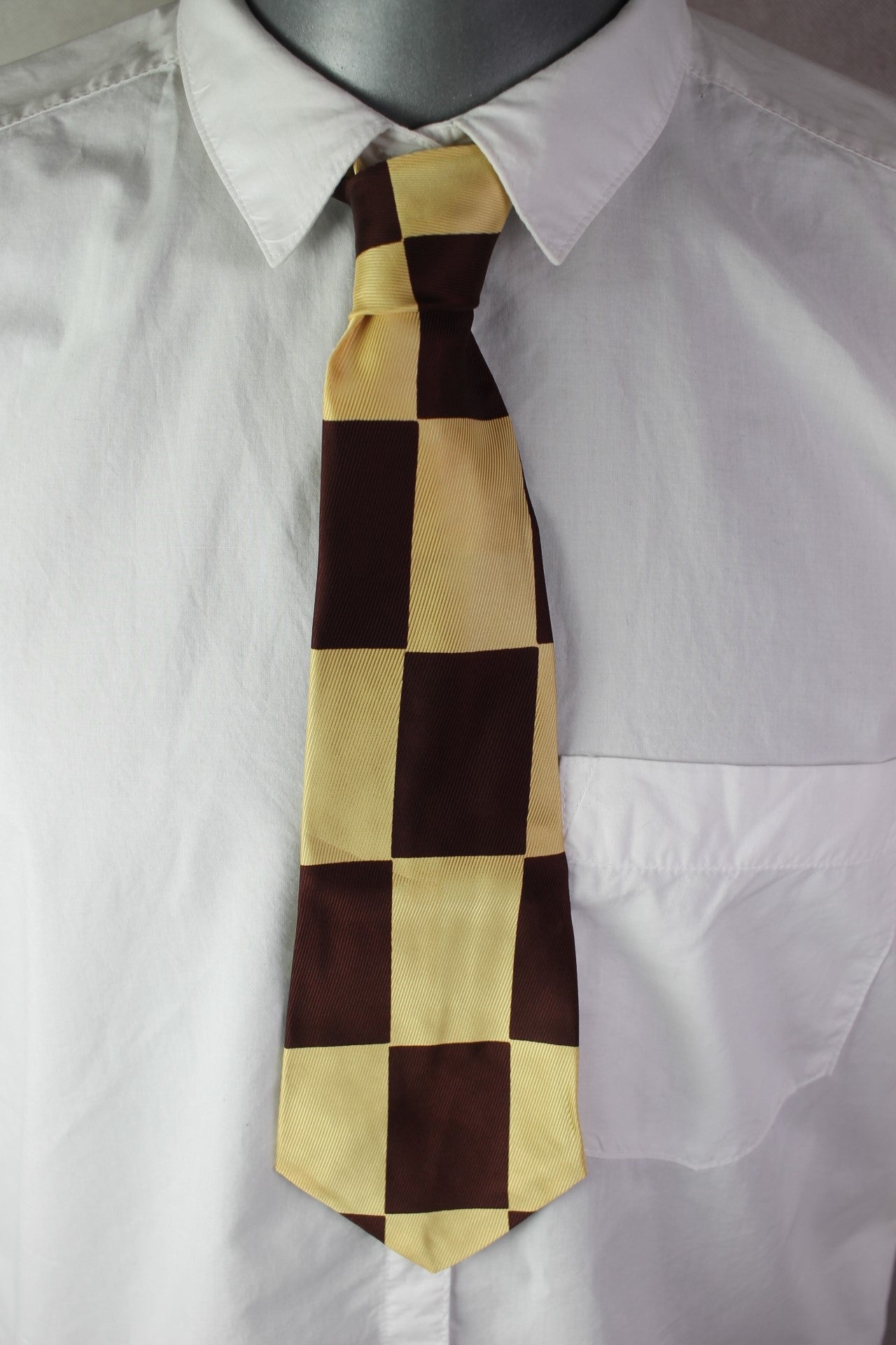 Vintage brown gold block pattern swing tie