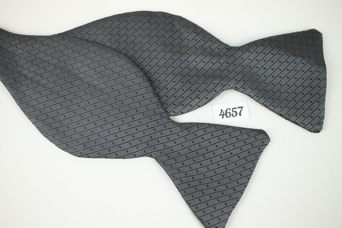 Vintage Grey Black Pattern Self Tie Thistle End Bow Tie
