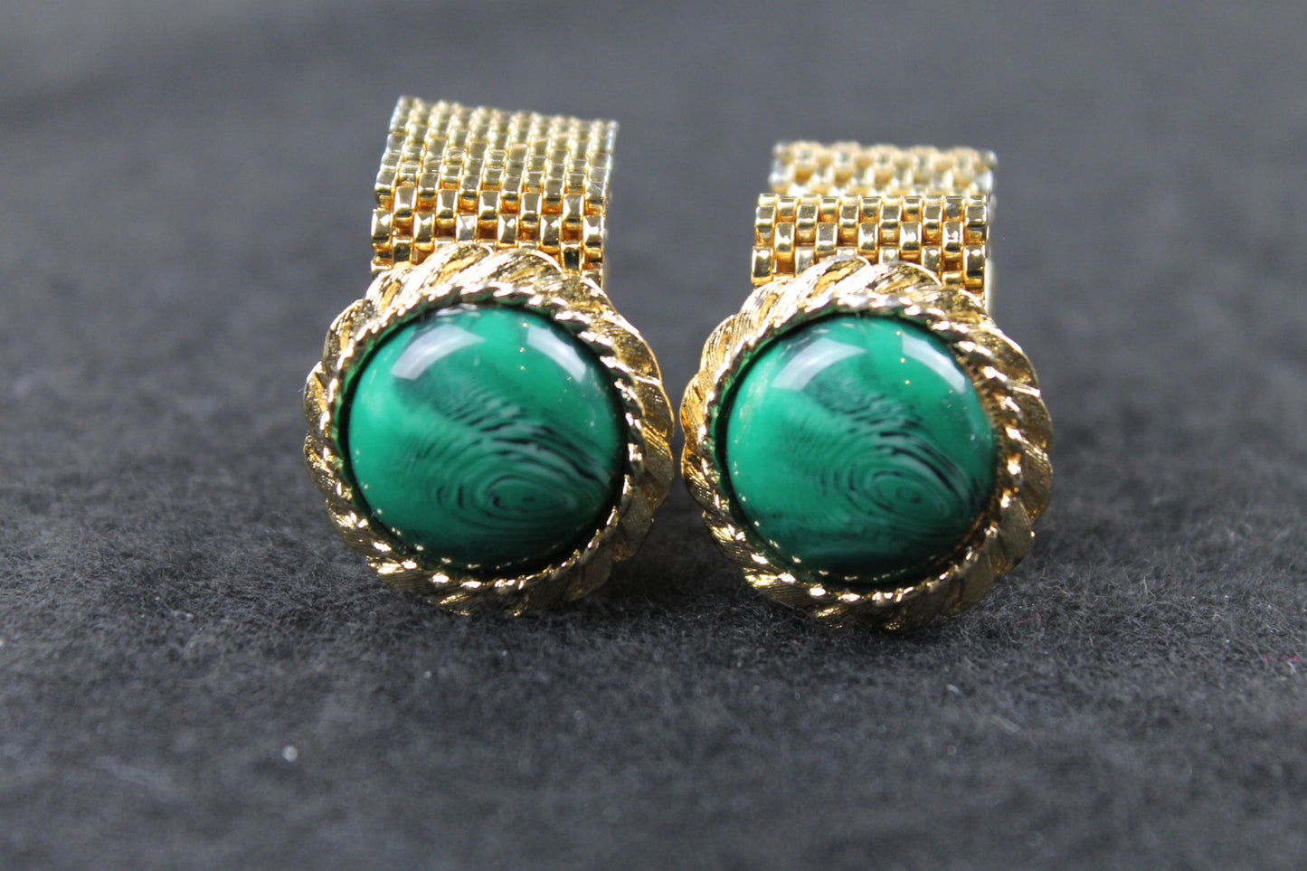 Vintage Large Green Stone Wrap Around Cufflinks