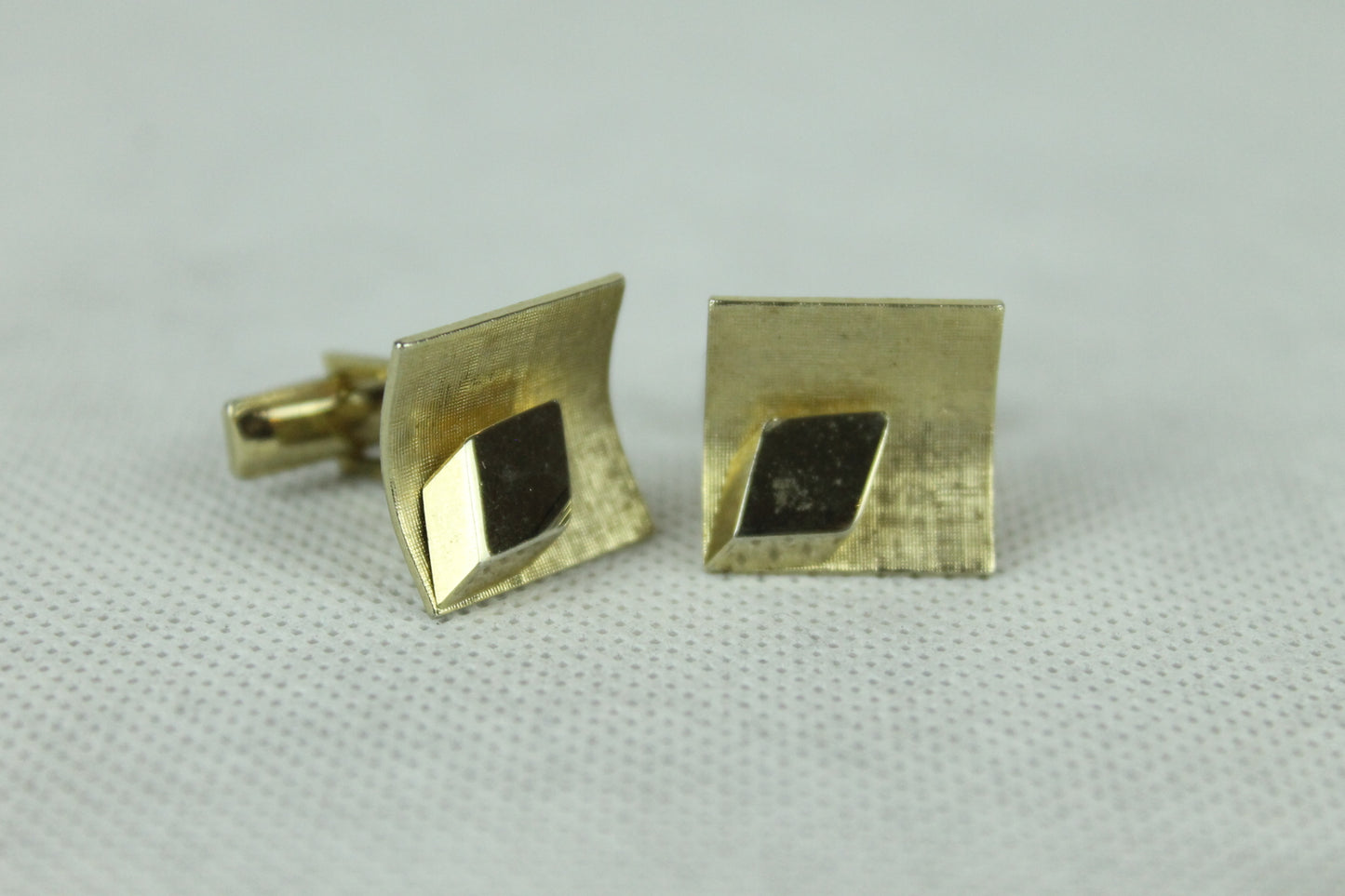 Vintage Curved Gold Square Cuff Links