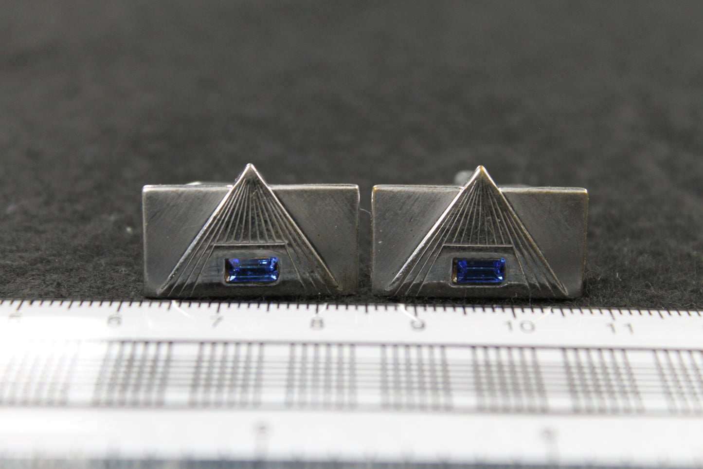 Vintage Speidel Oblong Blue Inset Diamante Cufflinks