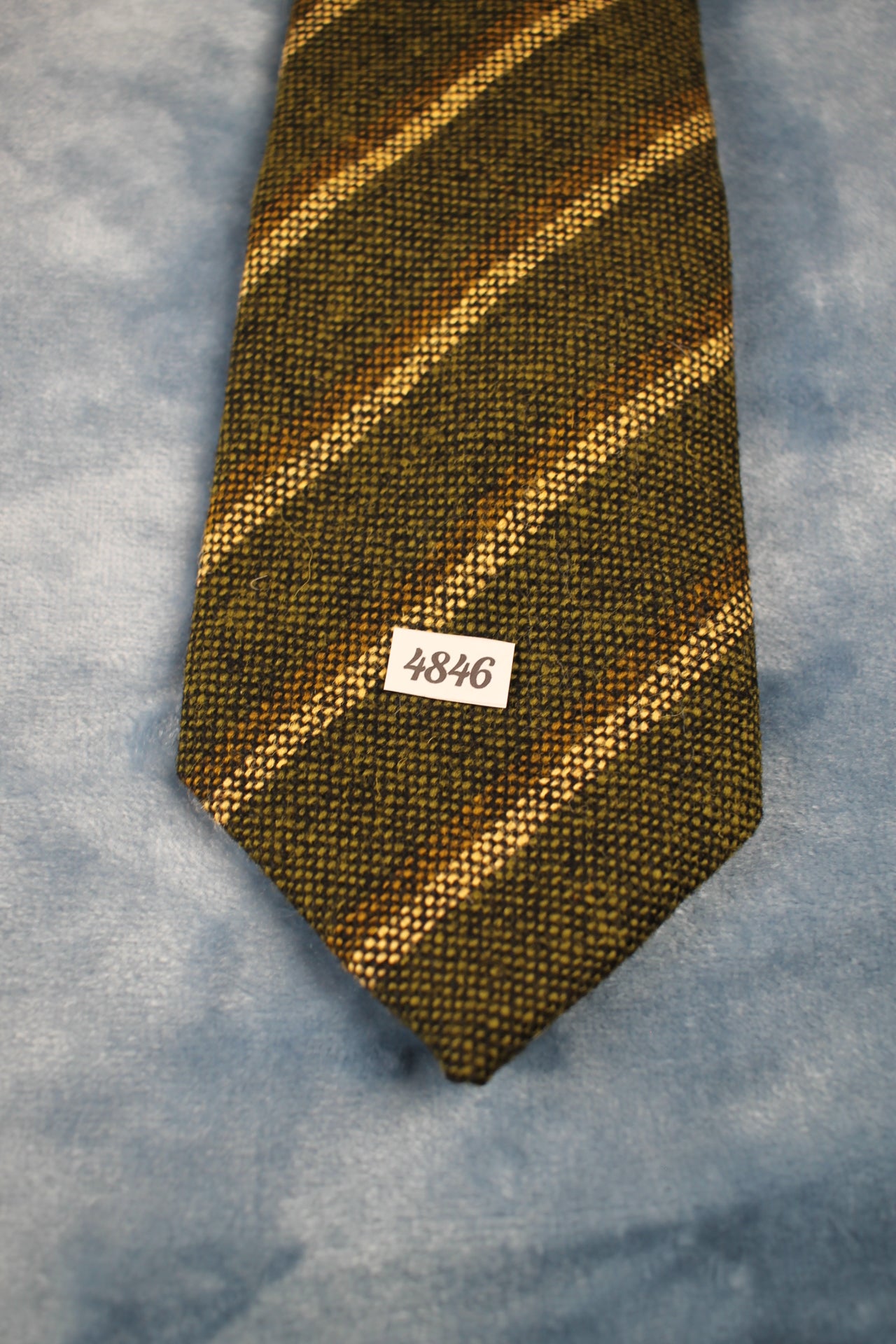 Vintage Dartington Hall Green Brown Beige Striped Swing Tie 1940s/50s