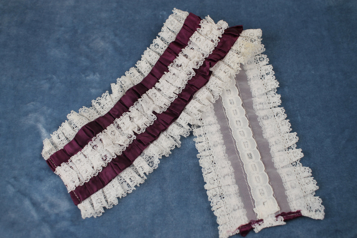 Vintage 1970s 100% Nylon dark purple white button on shirt frill ruffle