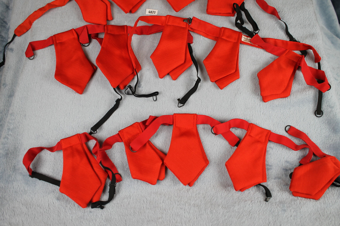 Vintage bulk buy red clip on neck ties dance troop theatre different sizes adjustable