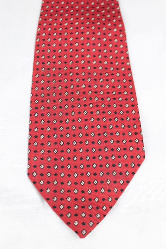 Vintage 1960s Haband Rose Red Diamond Polka Dots Pattern Swing Tie