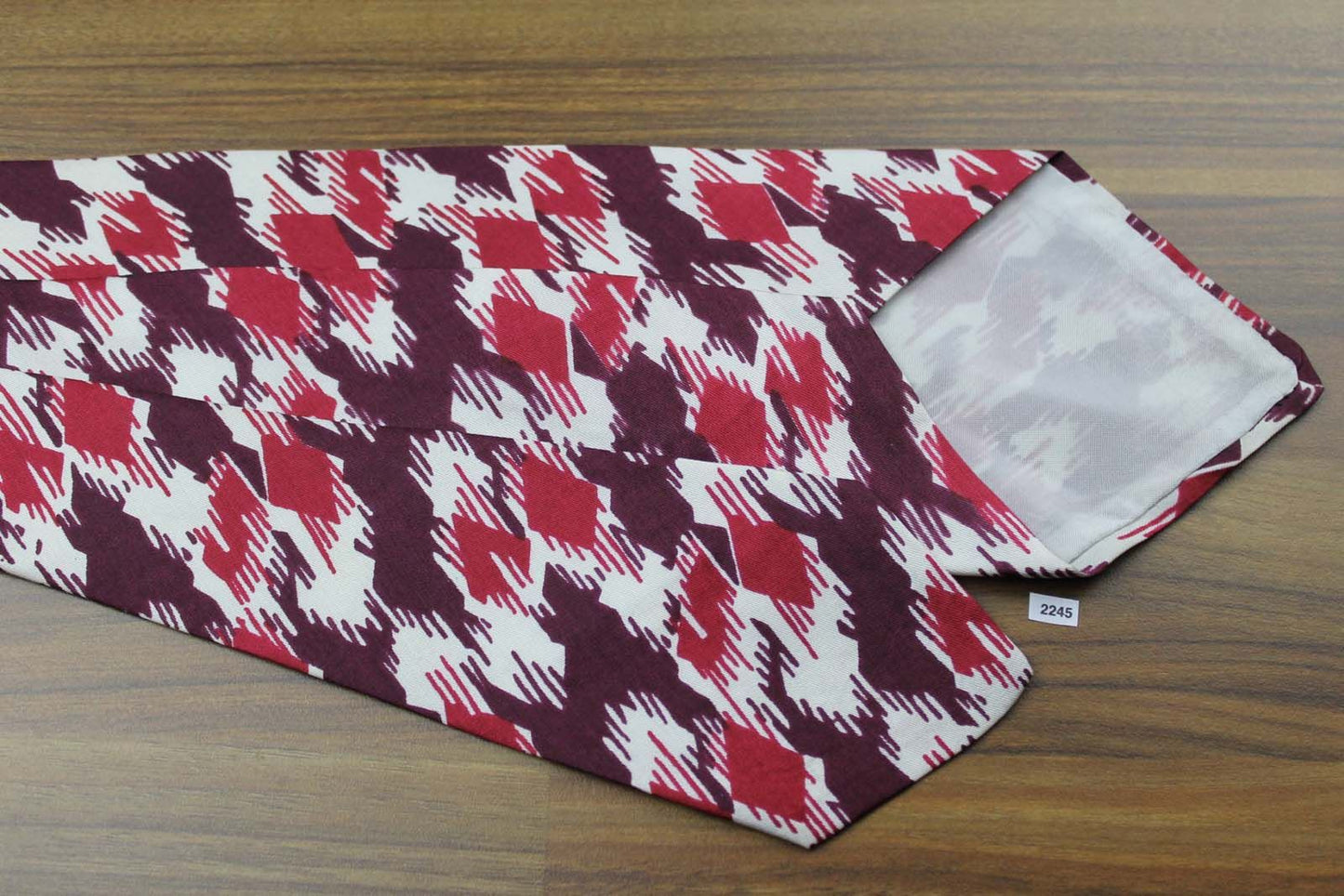 Vintage All Silk Gimbel Bros Ivory Burgundy Tie Lindy hop Swing Zoot Suit Rat Pack 1940s/1950s