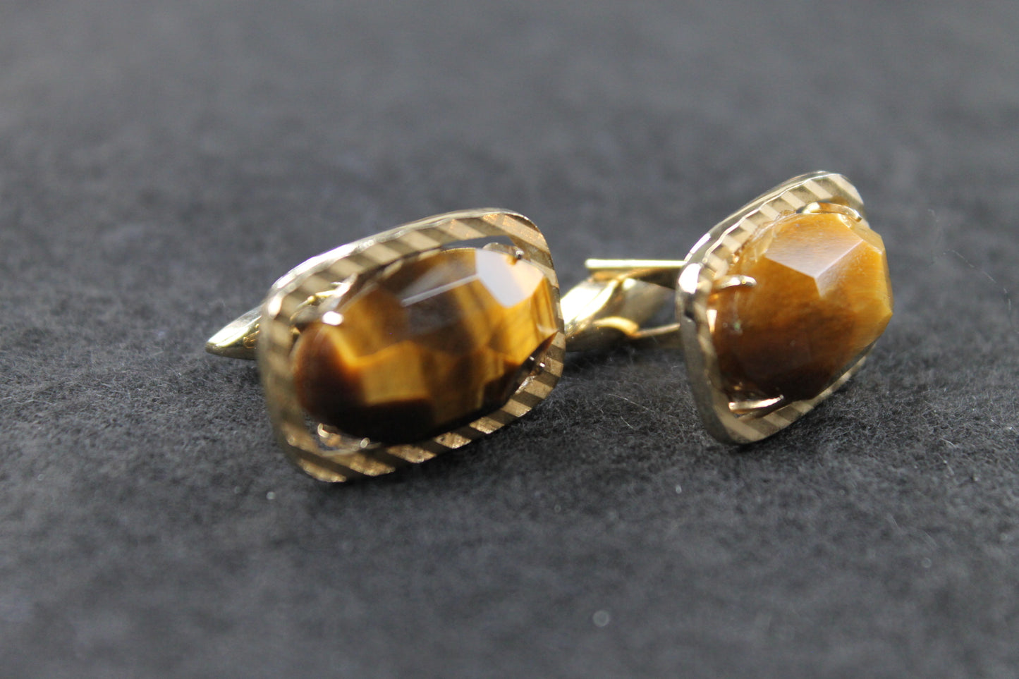 Vintage Faceted Tiger's Eye Stone Cufflinks