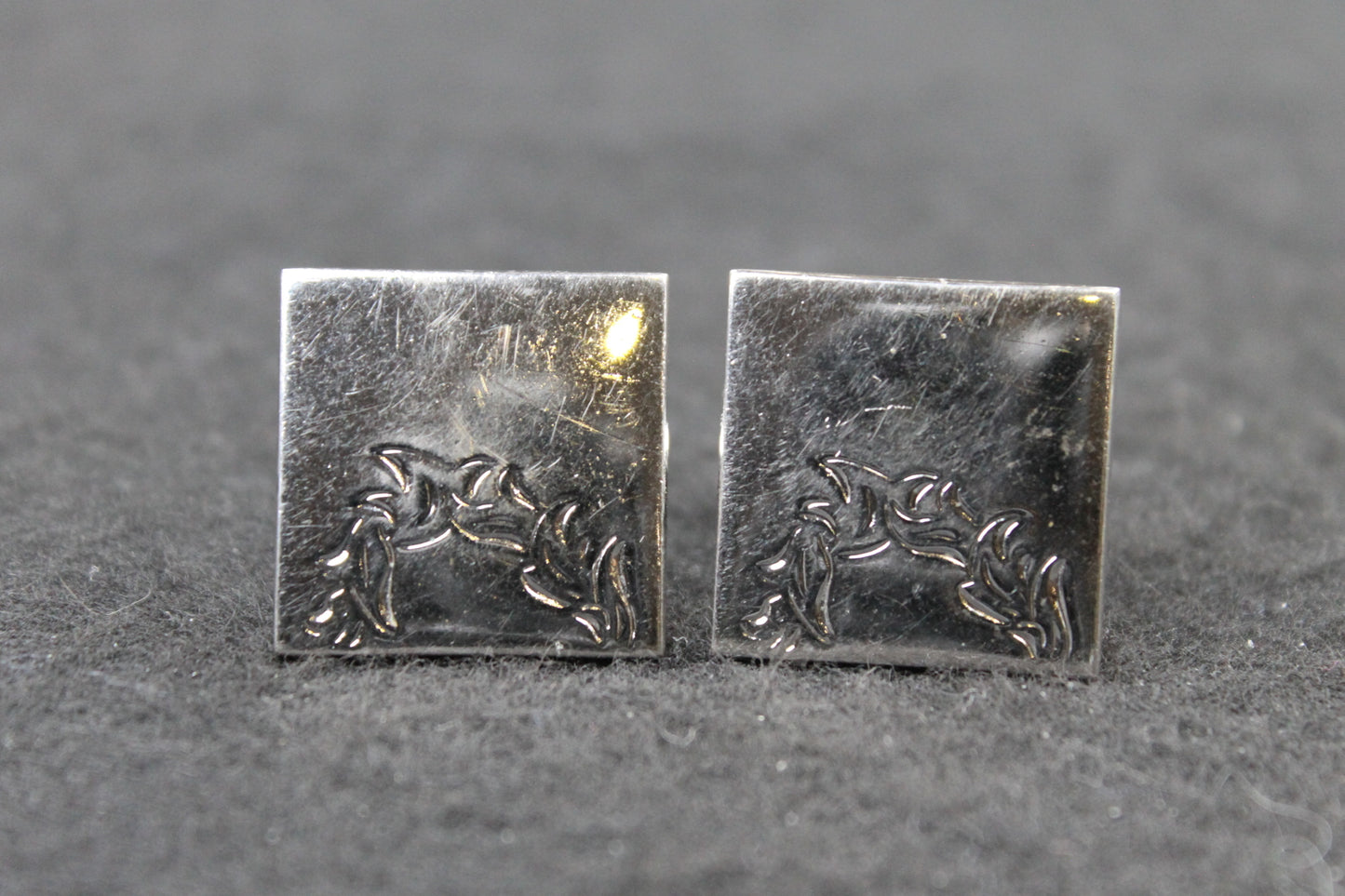 Vintage Large Square Silver Metal Cufflinks