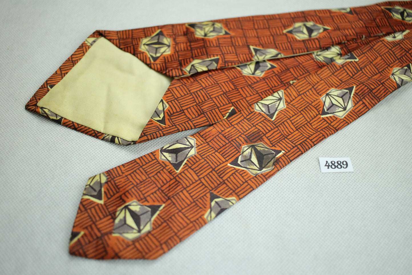 Vintage 1940s/50s Archdale Ties Orange Brown Basketweave Diamonds Swing Tie