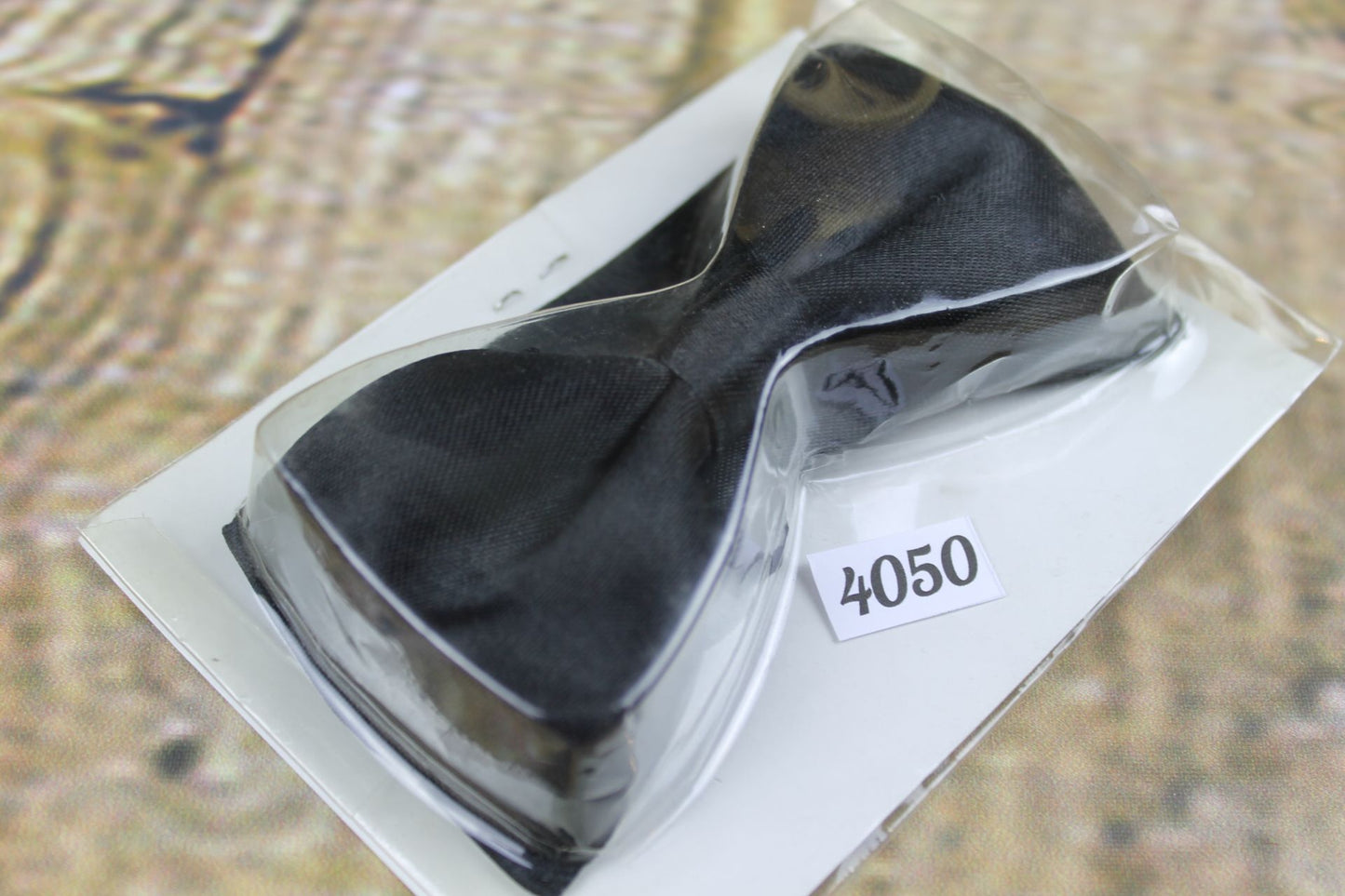 Vintage Classic Black Satin Pre-Tied Bow Tie Adjustable