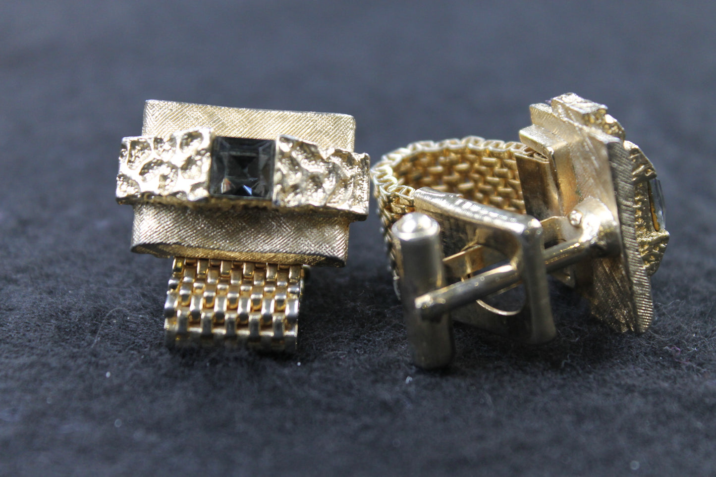 Vintage Smokey Grey Jewel Heavy Wrap Around Cufflinks