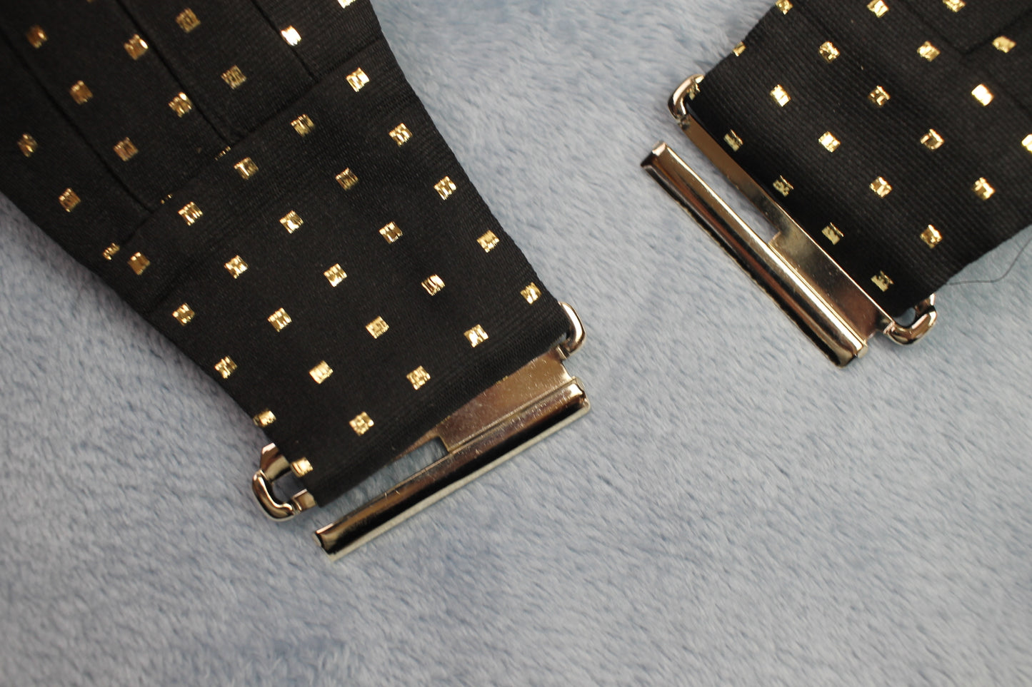 Vintage black gold squares pleated cummerbund