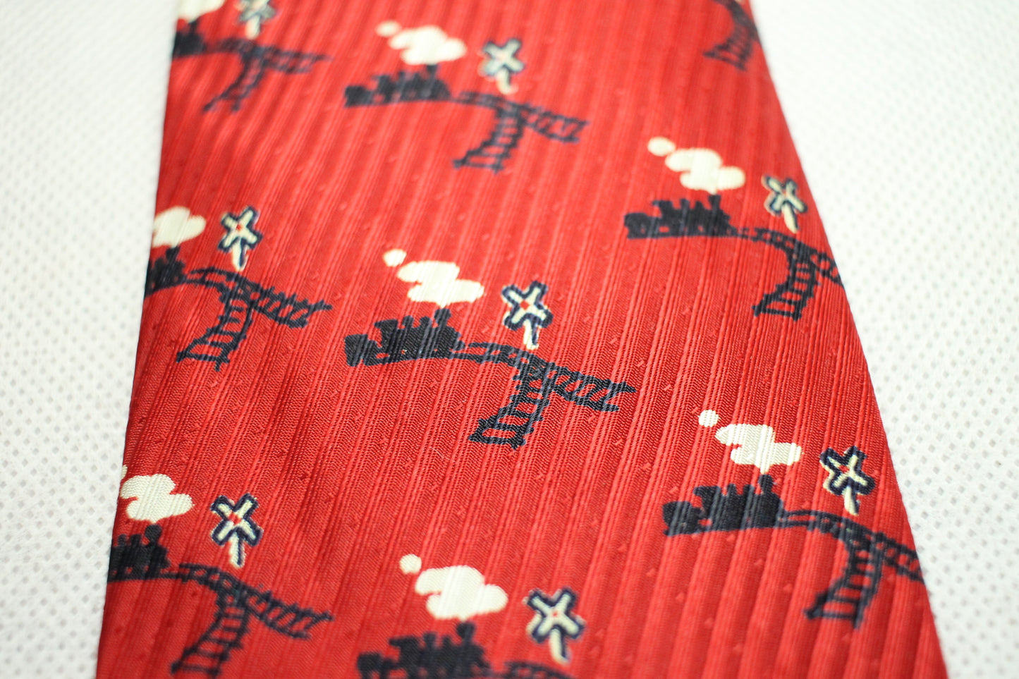 Vintage 1960s Fortune Cravat Steam Train Repeat Pattern Swing Tie