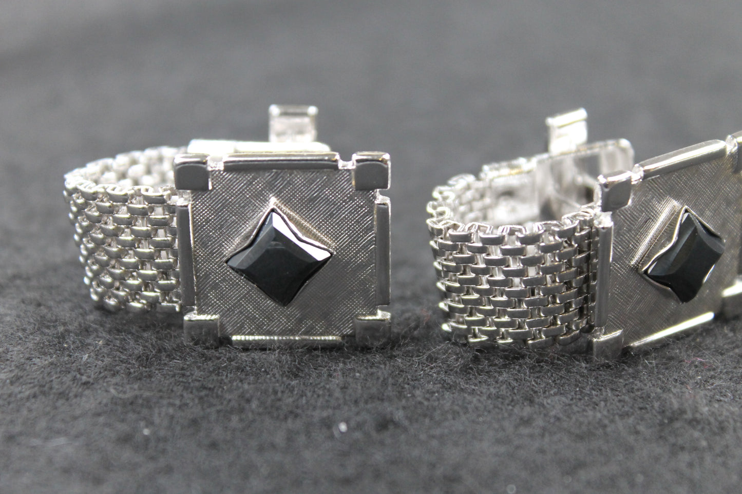 Vintage Wrap Around Cufflinks Square Black Stone Centres