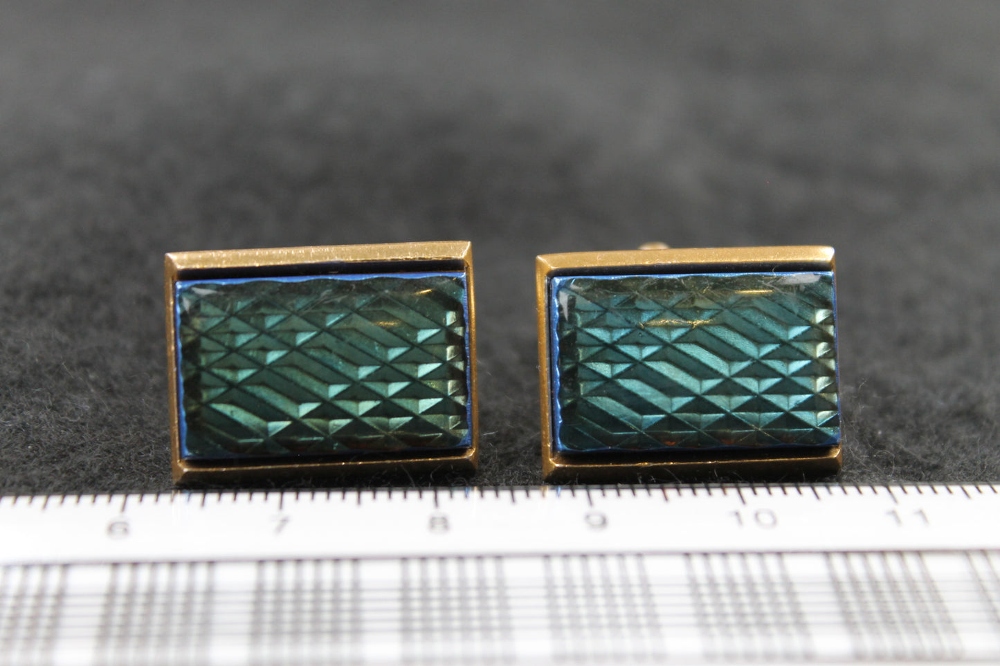 Vintage Oblong Blue Green Refractive Cufflinks