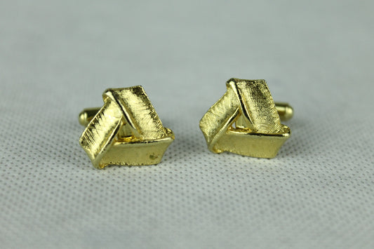 Vintage Gold Metal Triangular Ribbon Cufflinks