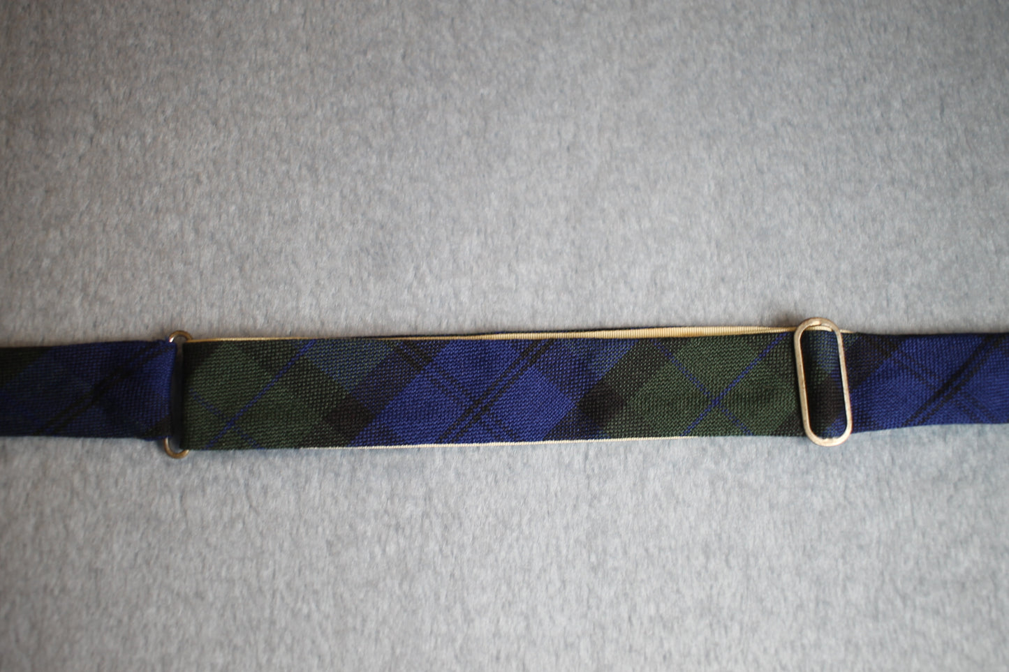 Vintage self tie paddle end blue green tartan pattern bow tie adjustable