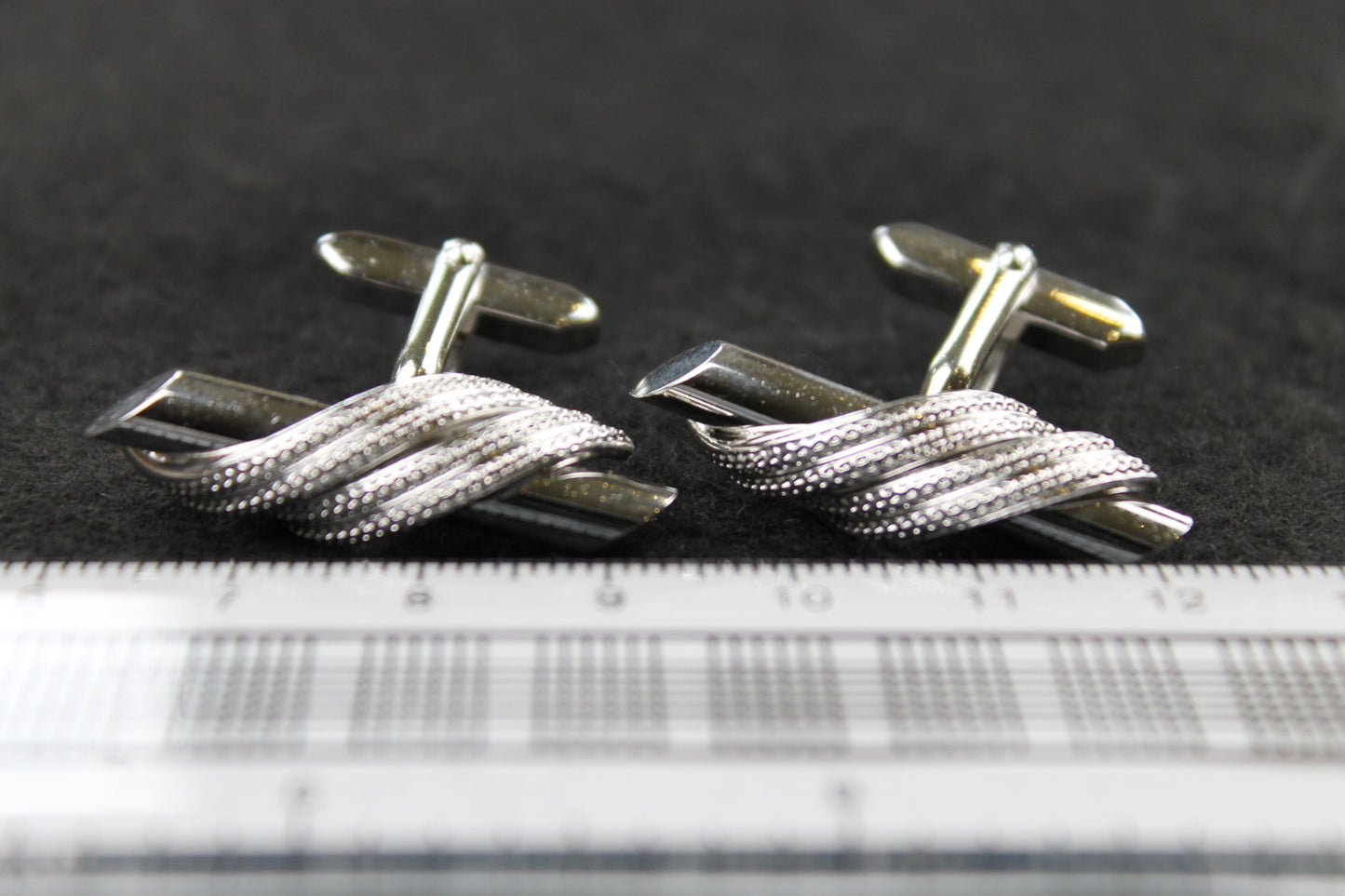 Vintage Silver Metal Rope Wrap Cufflinks