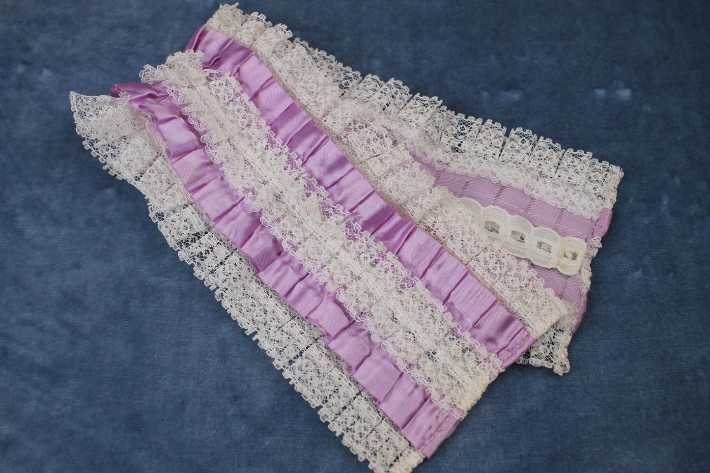 Vintage 1970s lilac white button on shirt frill ruffle