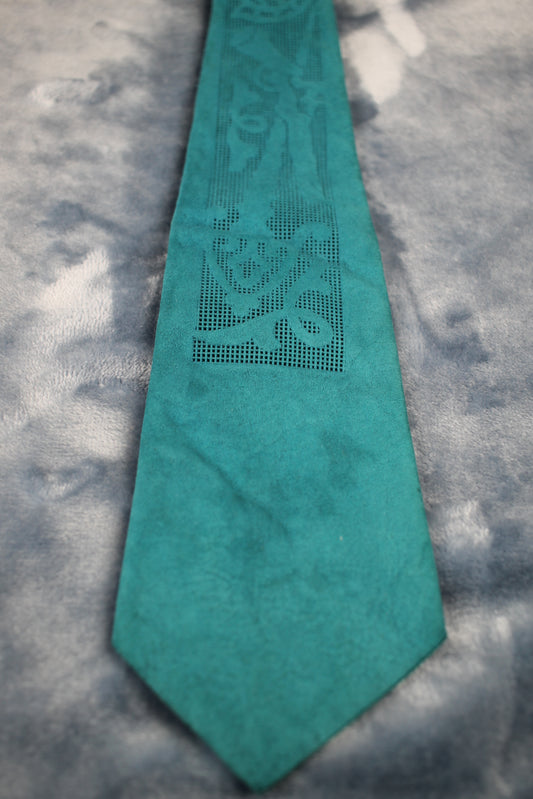 Vintage 1940s/50s suede cut turquoise swing tie