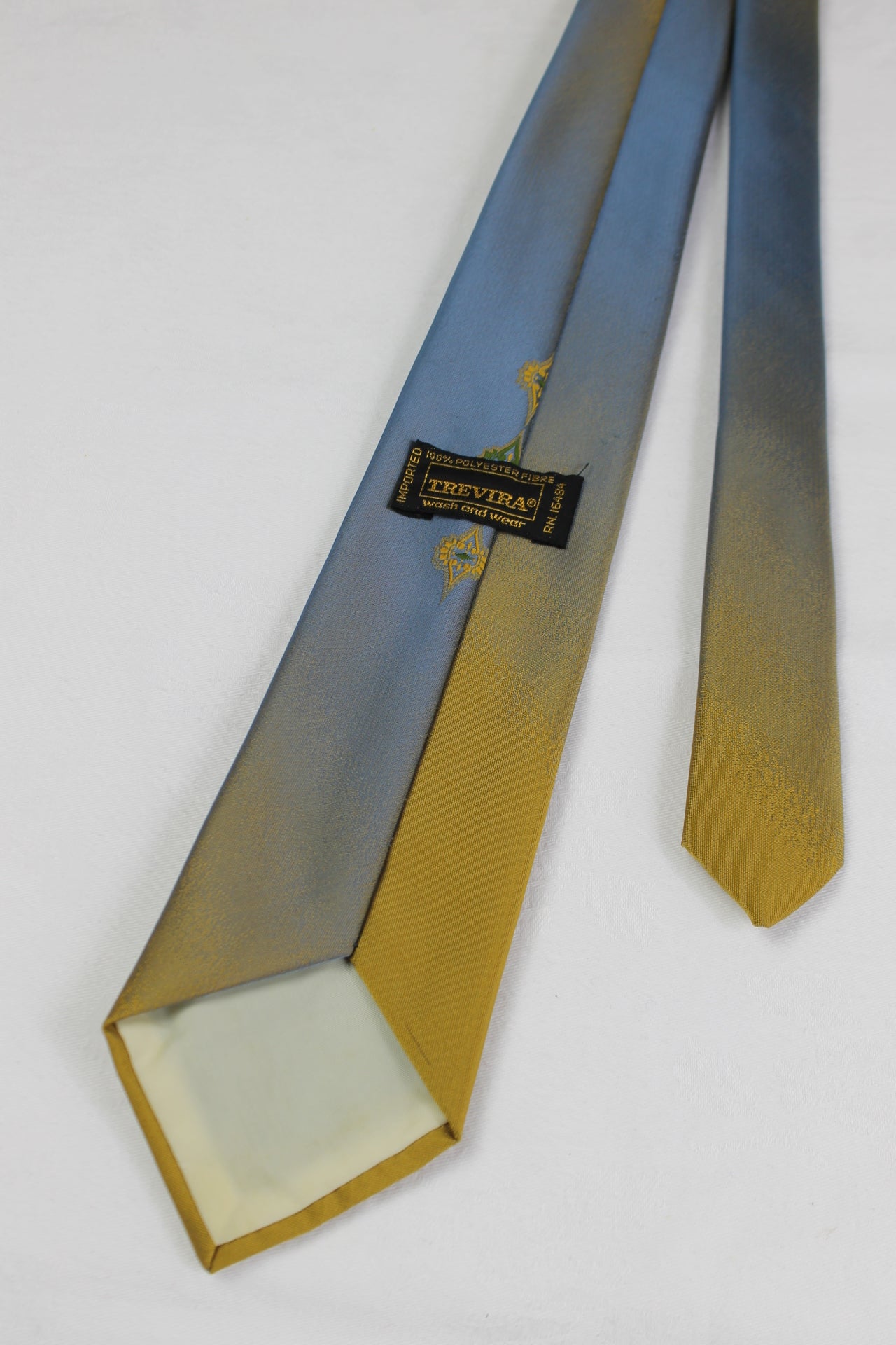 Vintage Towncraft Sharkskin Fabric Blue Gold Metallic Look Tie 1950s/60s