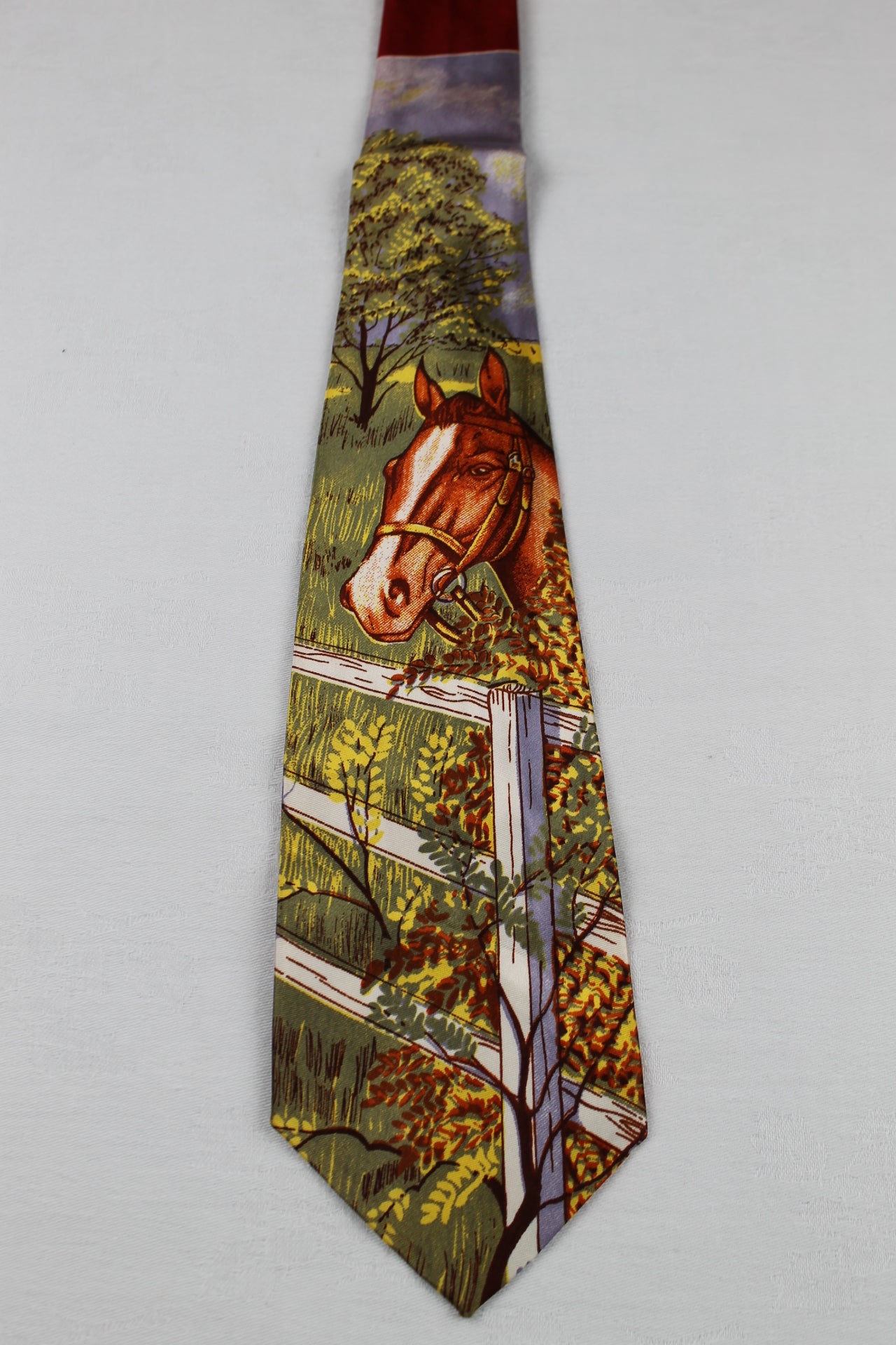 Vintage Arco Cravats Horse Scene Picture Tie 1940s/50s