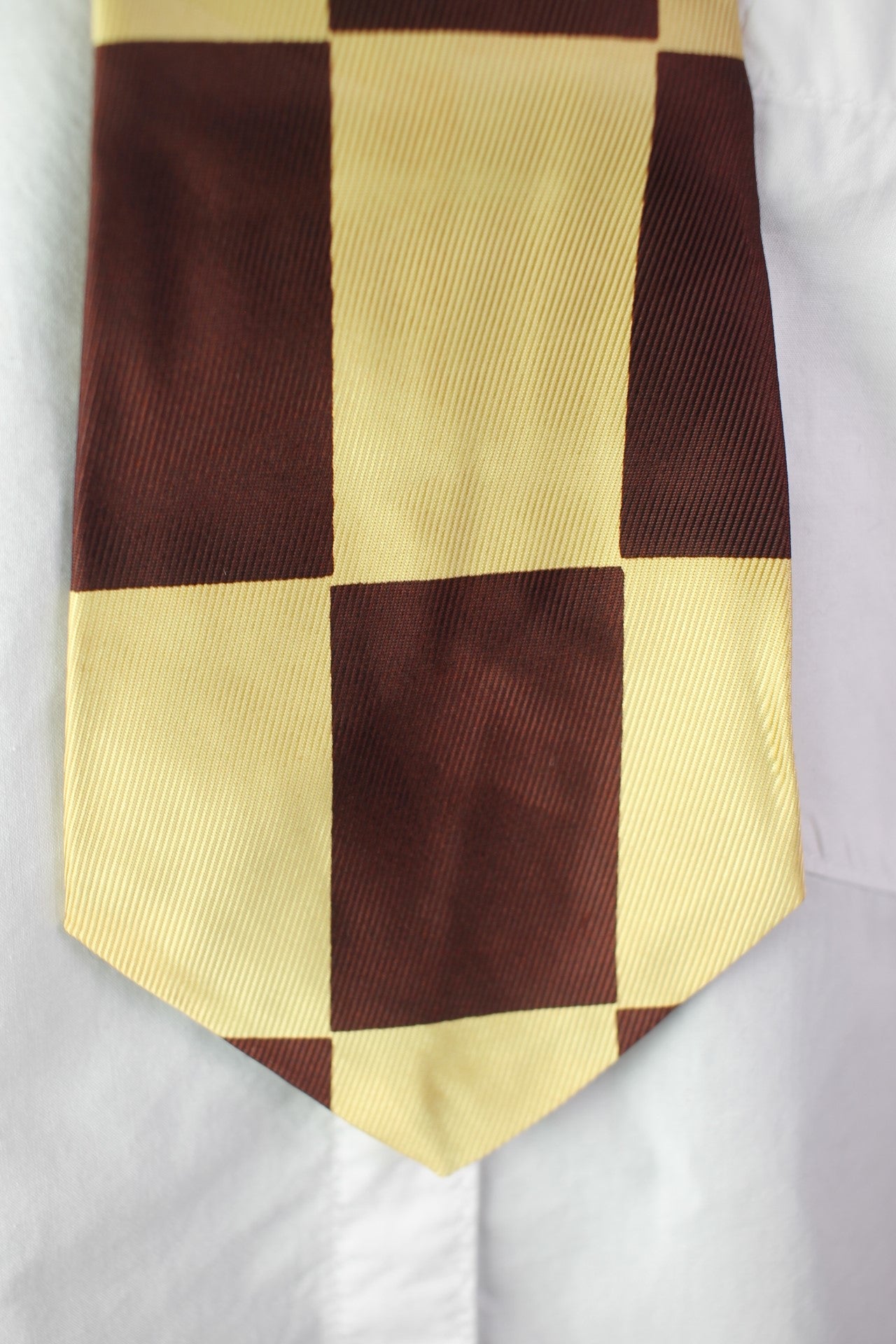 Vintage brown gold block pattern swing tie