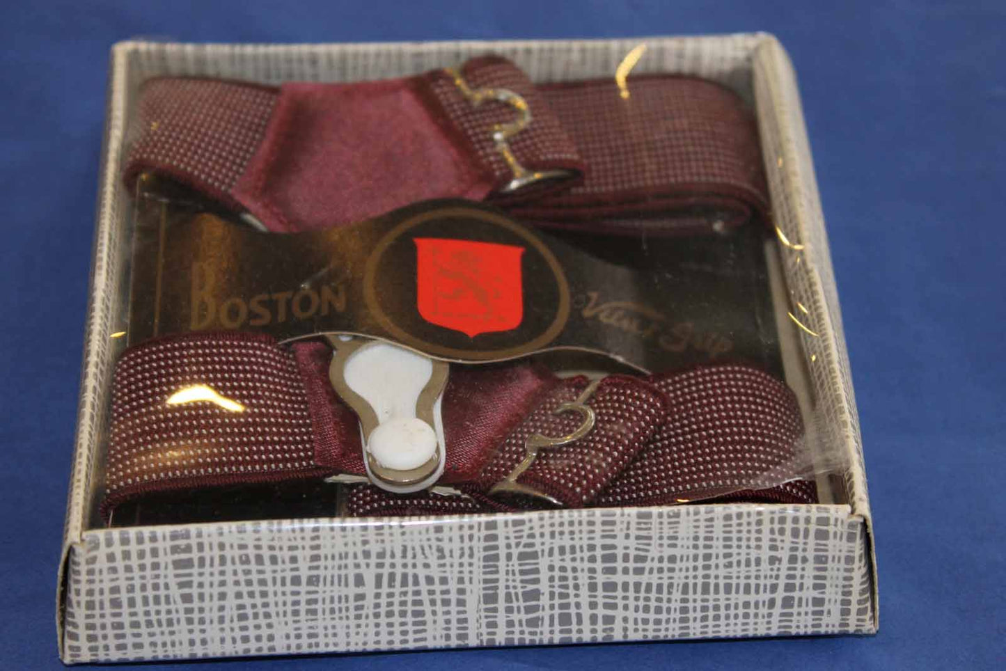 Vintage Boston velvet grip mens braces burgundy