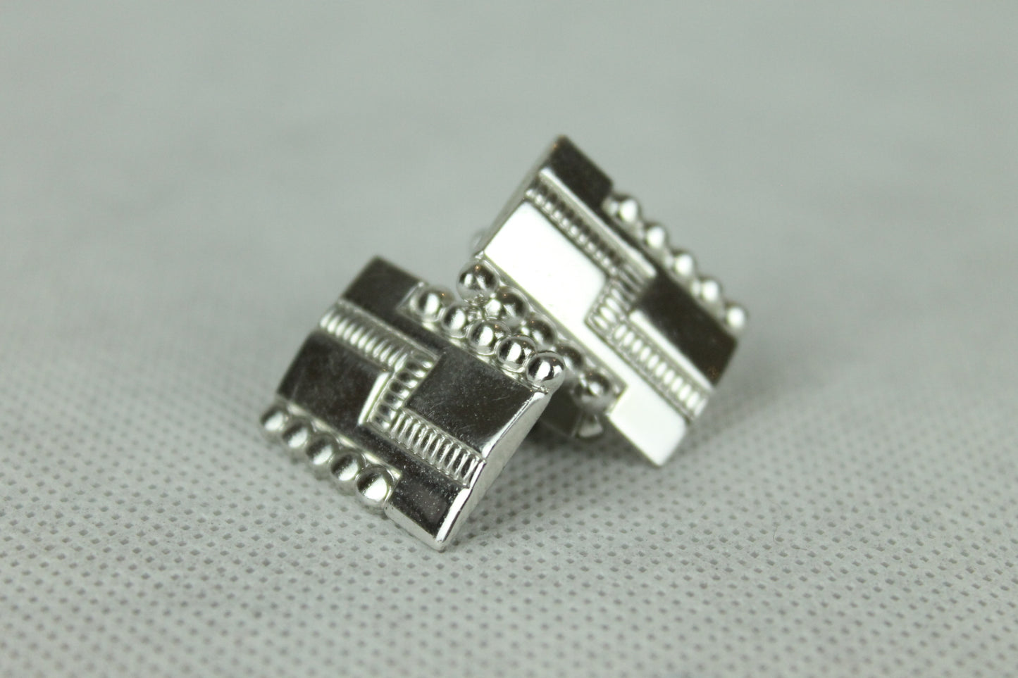 Vintage Chunky Silver Metal Oblong Cufflinks