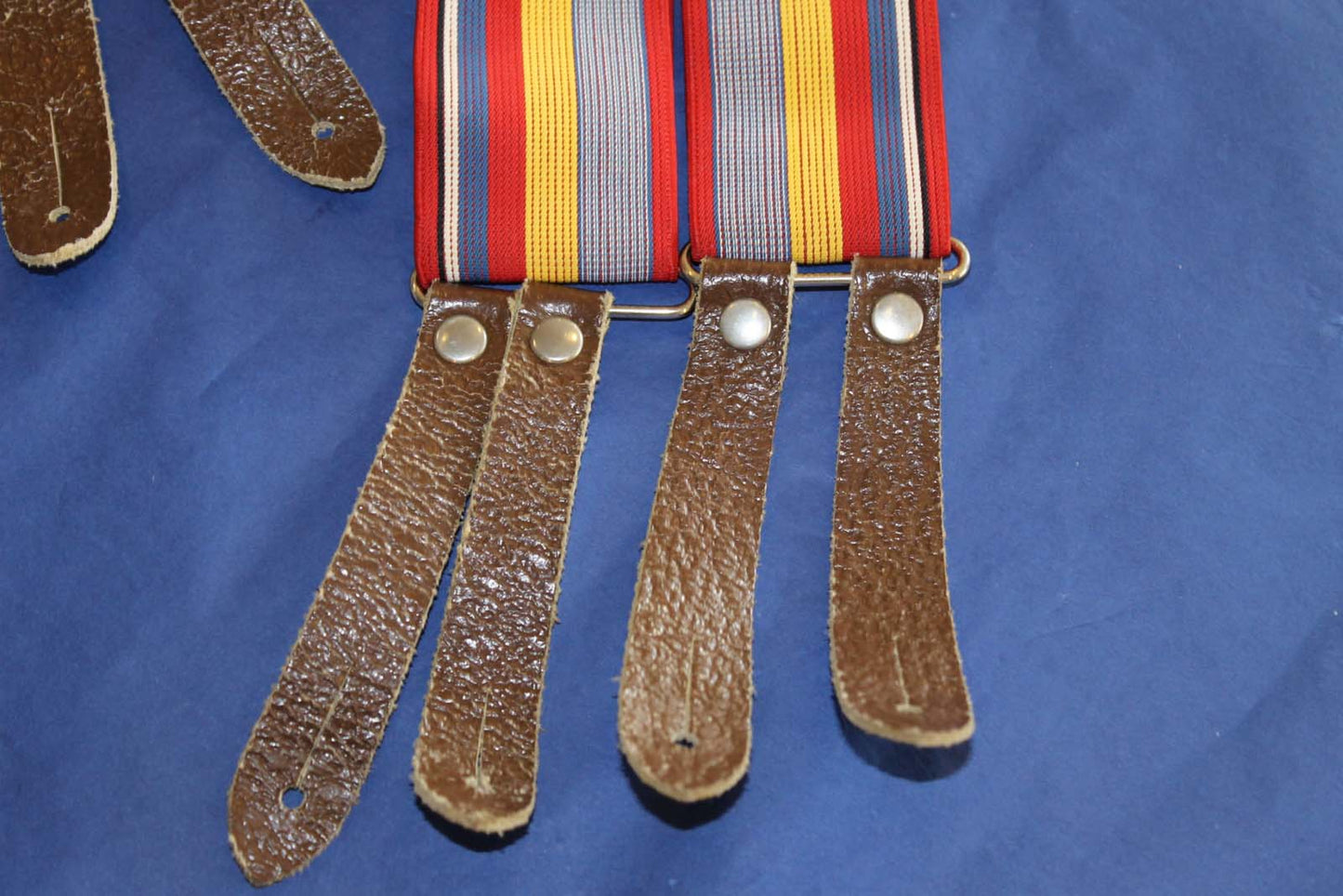 Vintage Herkules retro wide leather thong button on elasticated striped braces 80s/Wall Street