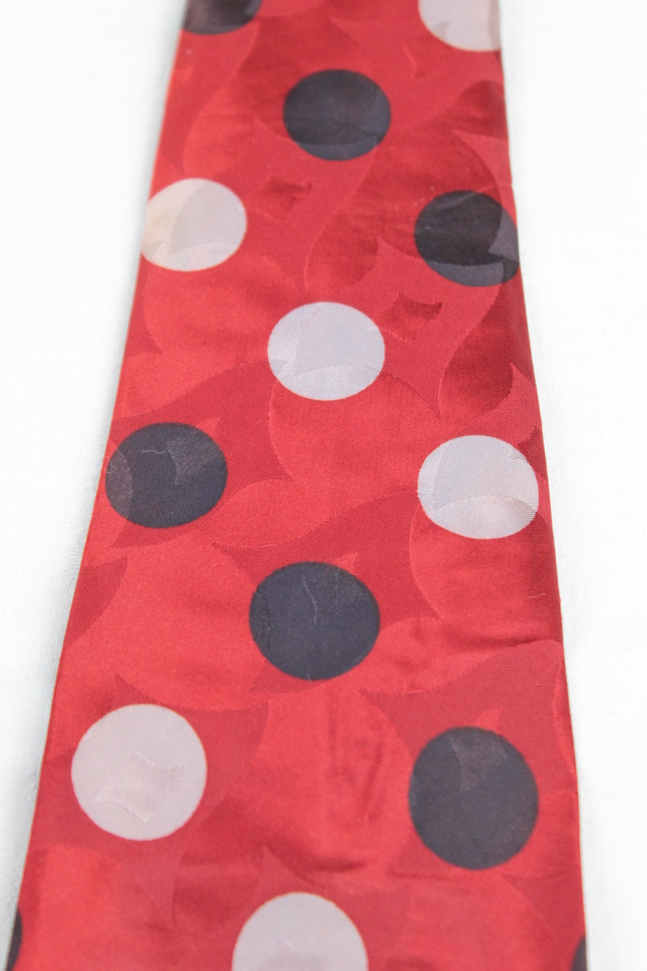 Vintage Hermans Red Blue grey polka dot Pattern Swing Tie 1940s/50s