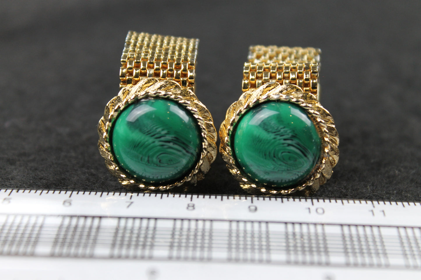 Vintage Large Green Stone Wrap Around Cufflinks