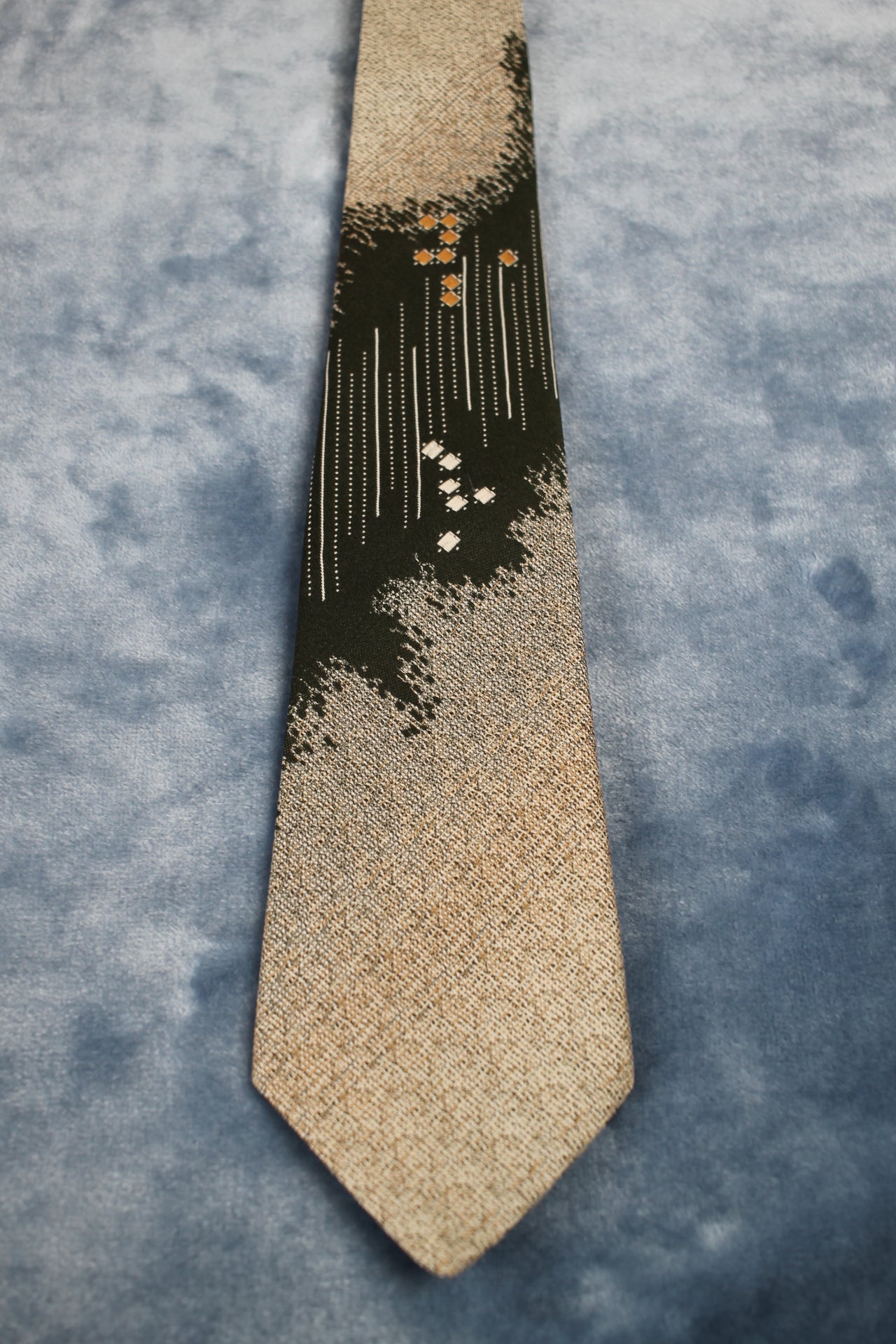 Vintage Tootal 1960s silver green flecked pattern kipper tie