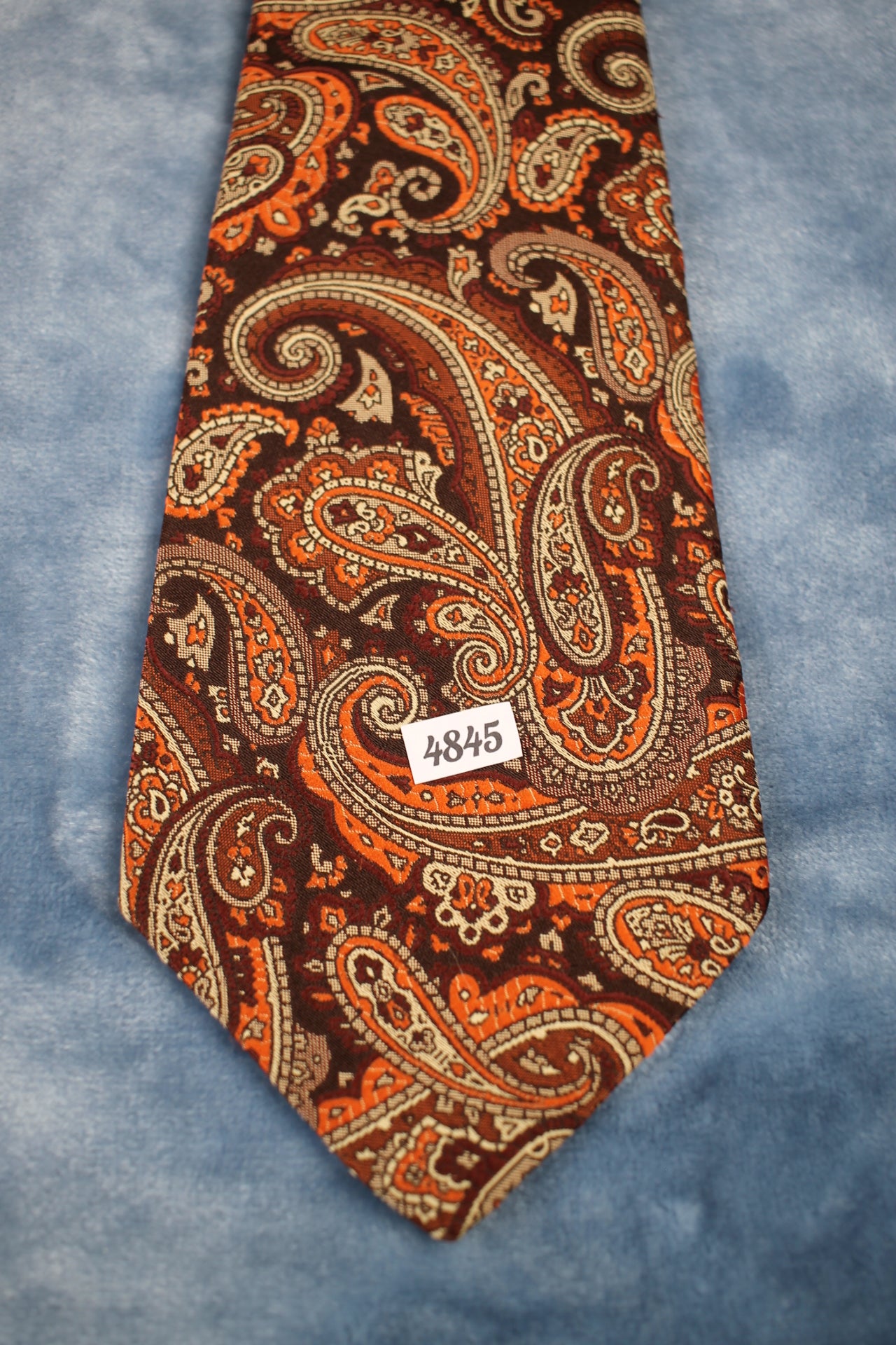 Vintage Tootal 1960s 2 tone brown orange paisley pattern kipper tie
