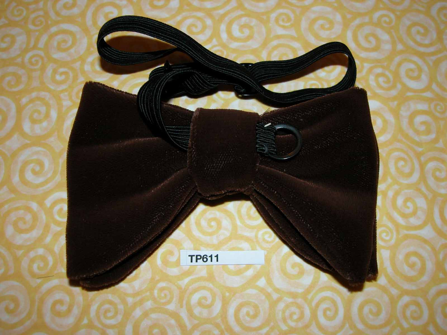 Vintage Pre Tied Bow Tie Brown Velvet Drop Bow Adjustable