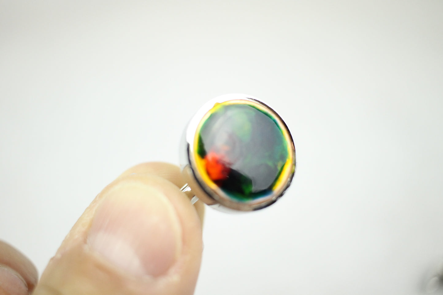 Vintage Green and Red Enamel Heavy Silver Metal Cuff Links