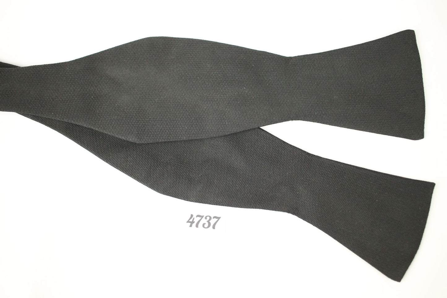 Vintage Dead Stock Black Made in USA Self Tie Square End Narrow Thistle Bow Tie Adjustable