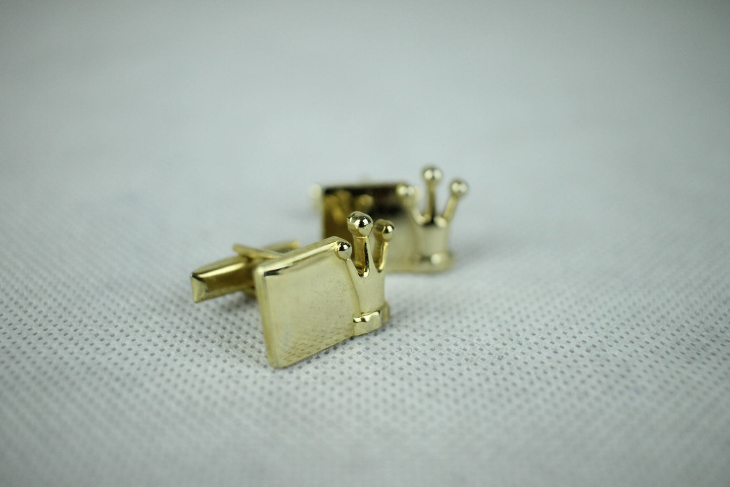 Vintage Gold Crown Oblong Cufflinks