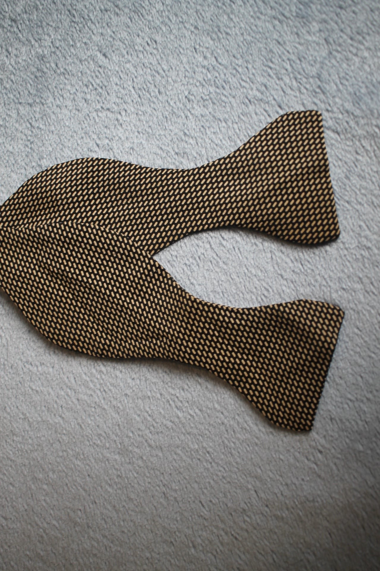 Vintage self tie thistle end brown check pattern bow tie adjustable