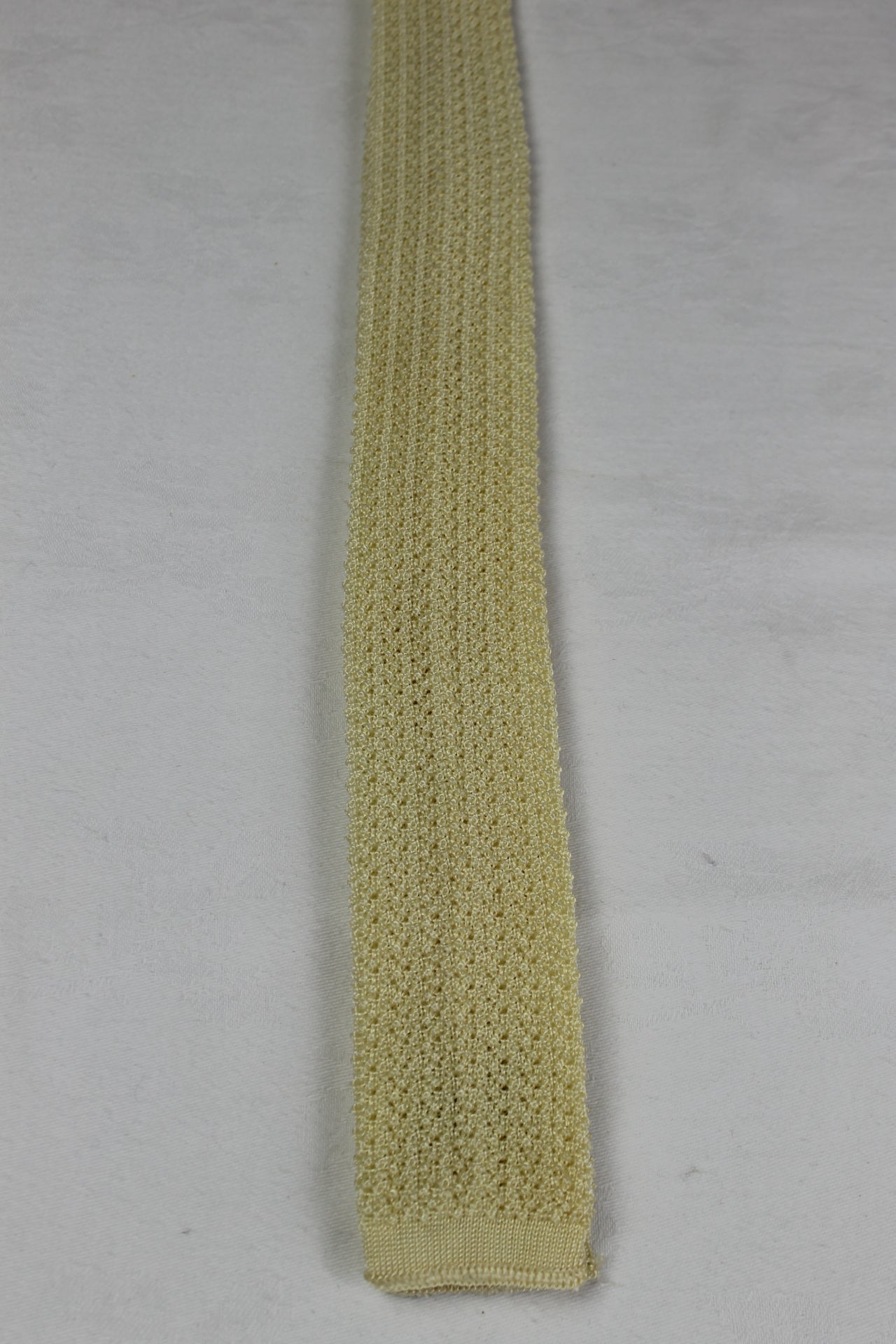 Vintage Phoenix Cream Knitted Square End Skinny Tie 1940s/1950s