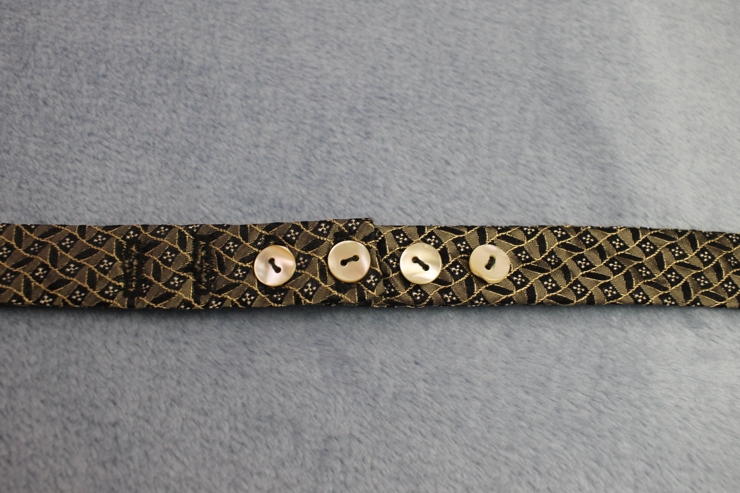 Vintage Preti Boyds self tie thistle end gold black pattern bow tie adjustable