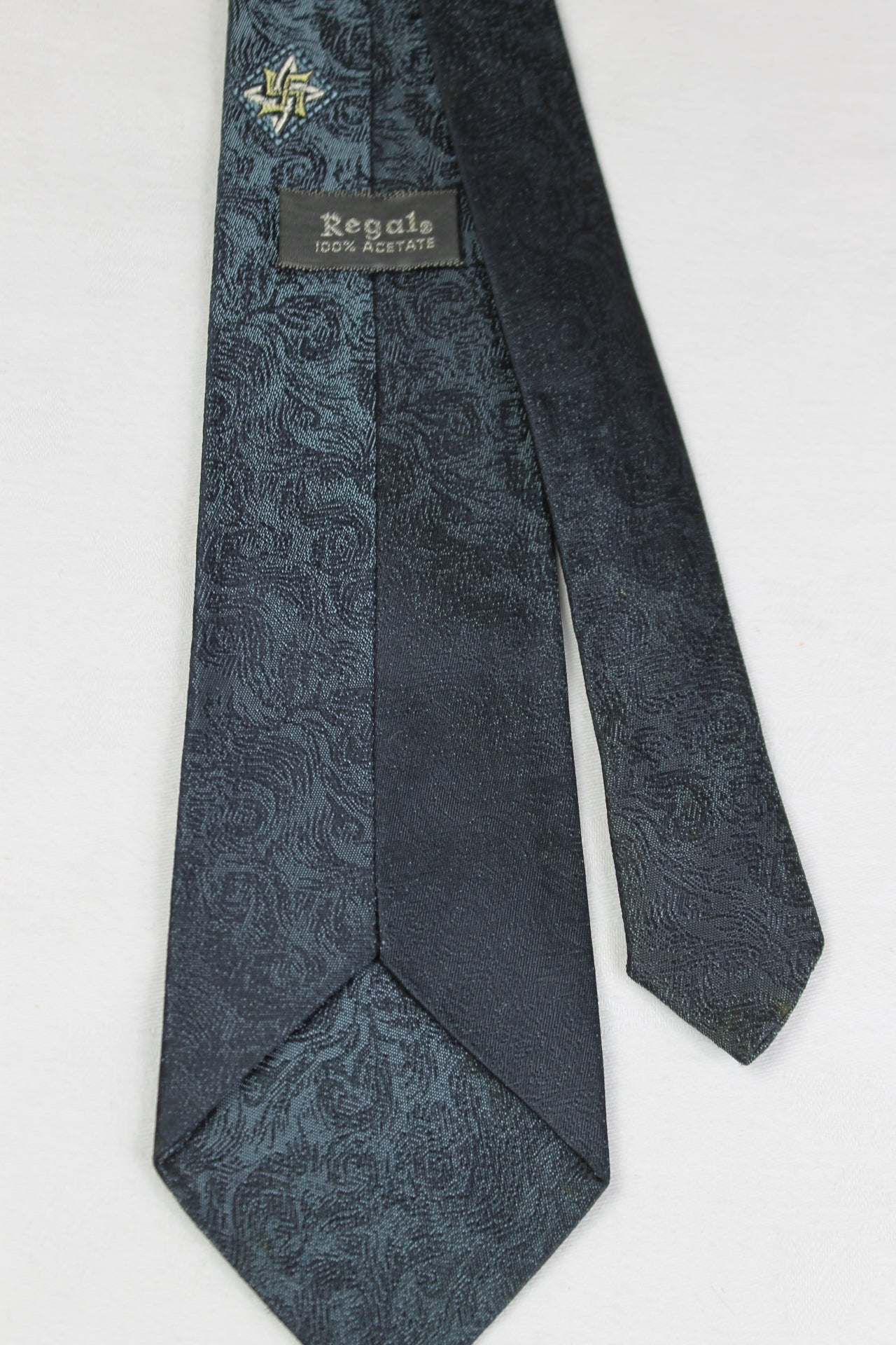 Vintage Regale Jacquard Blue Grey Skinny Tie 1960s