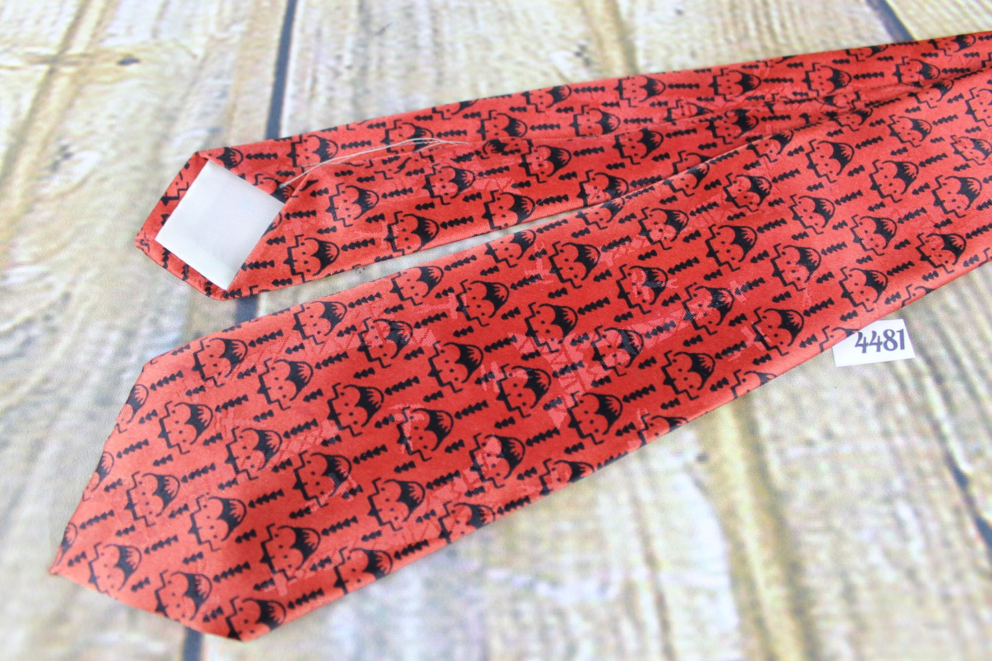 Vintage antique rose black pattern tie narrow skinny jim mod 1950s/1960s