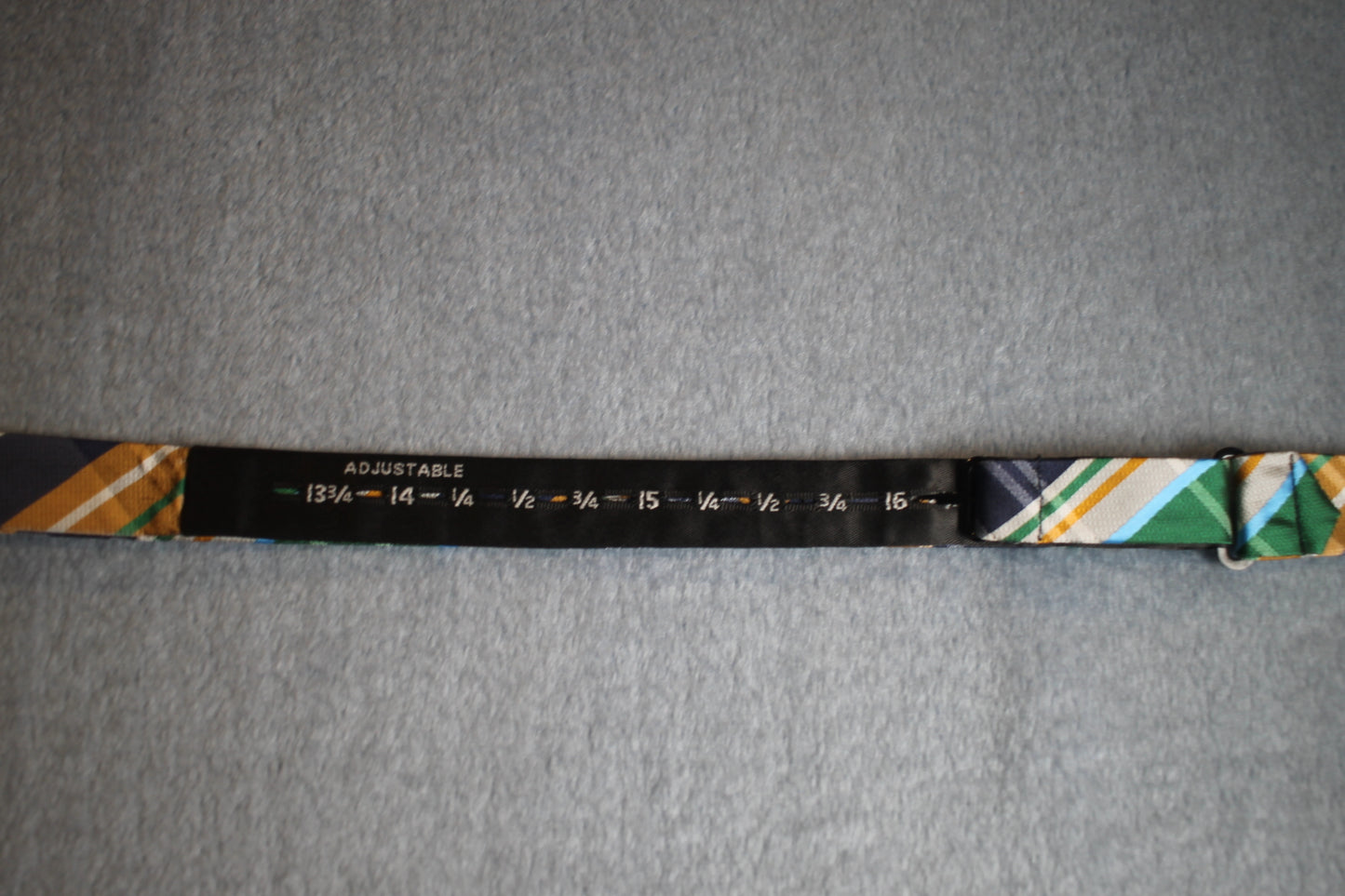 Vintage self tie thistle end green blue brown tartan pattern bow tie adjustable