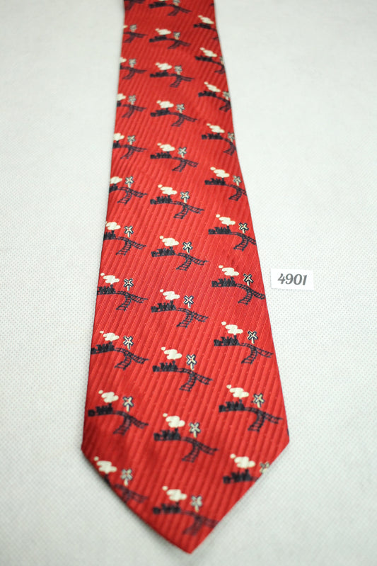 Vintage 1960s Fortune Cravat Steam Train Repeat Pattern Swing Tie