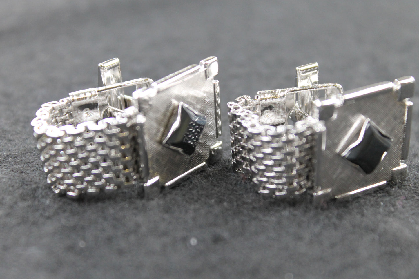 Vintage Wrap Around Cufflinks Square Black Stone Centres