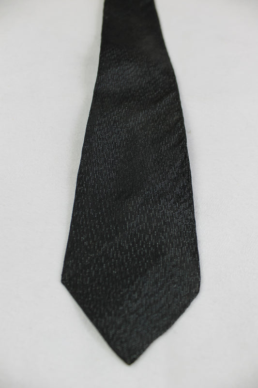 Vintage Black Grey Sharkskin Clip On Skinny Tie