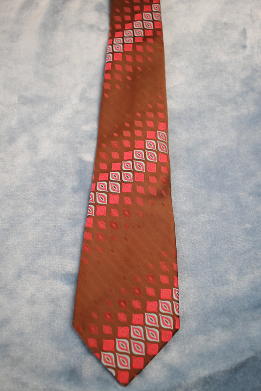 Vintage Tootal 1960s brown red blue pattern kipper tie