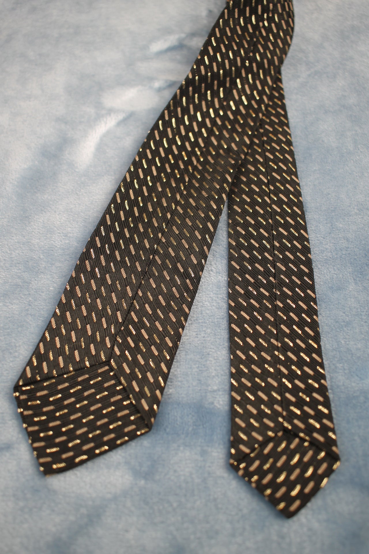 Vintage Black Gold Pattern Skinny Tie 1940s/50s
