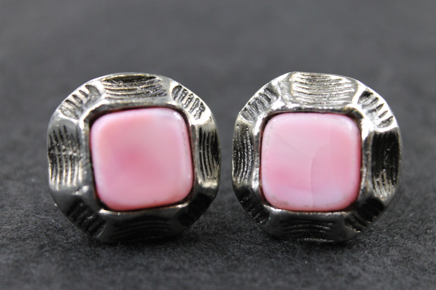 Vintage Chunky Rustic Set Pink Stone Centre Cufflinks